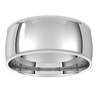 Sterling Silver 8 mm Milgrain Half Round Comfort Fit Light Wedding Band 3