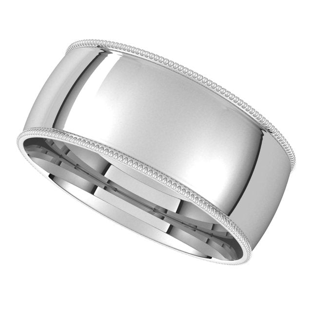 Sterling Silver 8 mm Milgrain Half Round Comfort Fit Light Wedding Band 5
