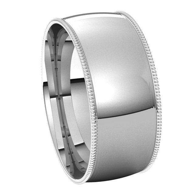 Sterling Silver 8 mm Milgrain Half Round Comfort Fit Light Wedding Band 6