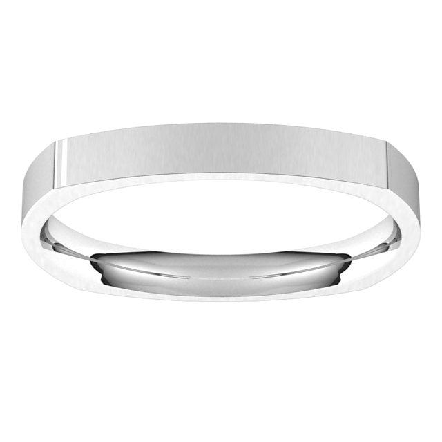 18K White Gold 2.5 mm Square Comfort Fit Wedding Band 3