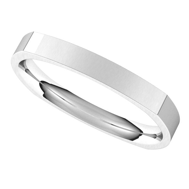 18K White Gold 2.5 mm Square Comfort Fit Wedding Band 5