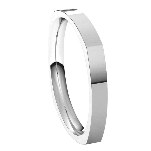 18K White Gold 2.5 mm Square Comfort Fit Wedding Band 6