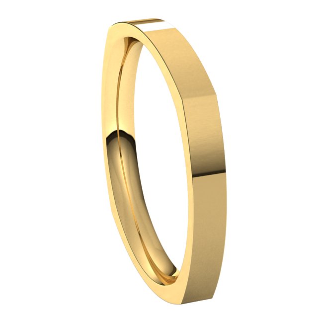 14K Yellow Gold 2.5 mm Square Comfort Fit Wedding Band 6