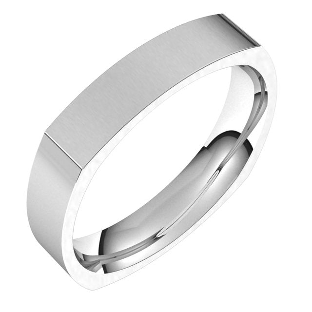 10K White Gold 4 mm Square Comfort Fit Wedding Band 1