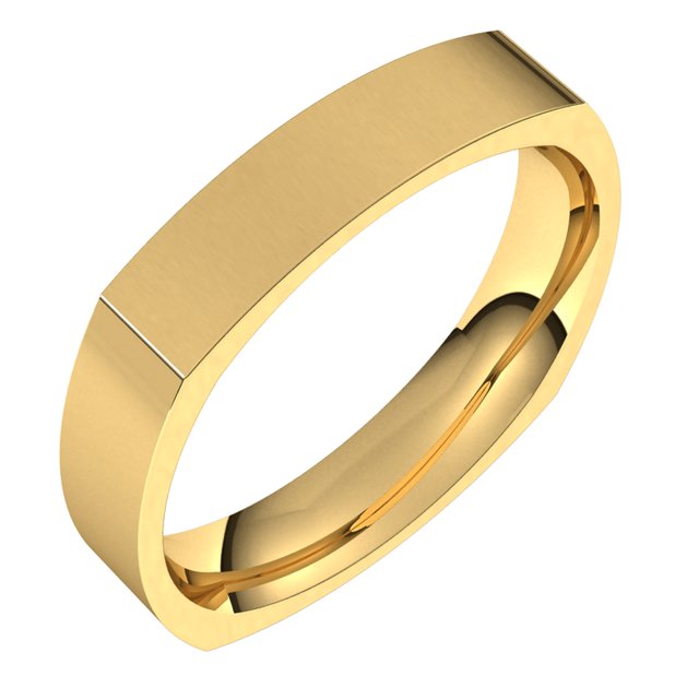 14K Yellow Gold 4 mm Square Comfort Fit Wedding Band 1