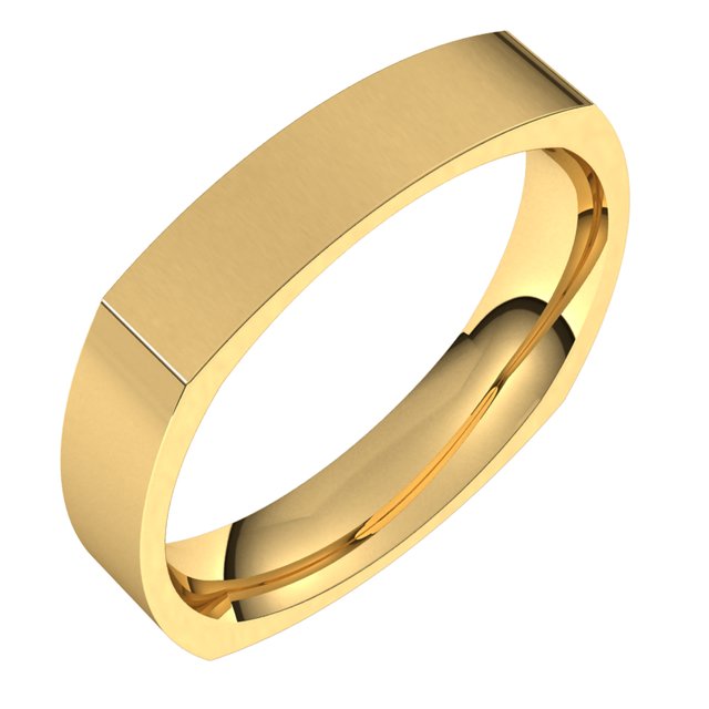 18K Yellow Gold 4 mm Square Comfort Fit Wedding Band 1
