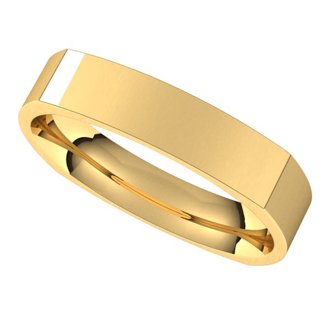18K Yellow Gold 4 mm Square Comfort Fit Wedding Band 5