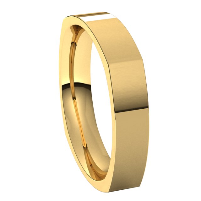 18K Yellow Gold 4 mm Square Comfort Fit Wedding Band 6