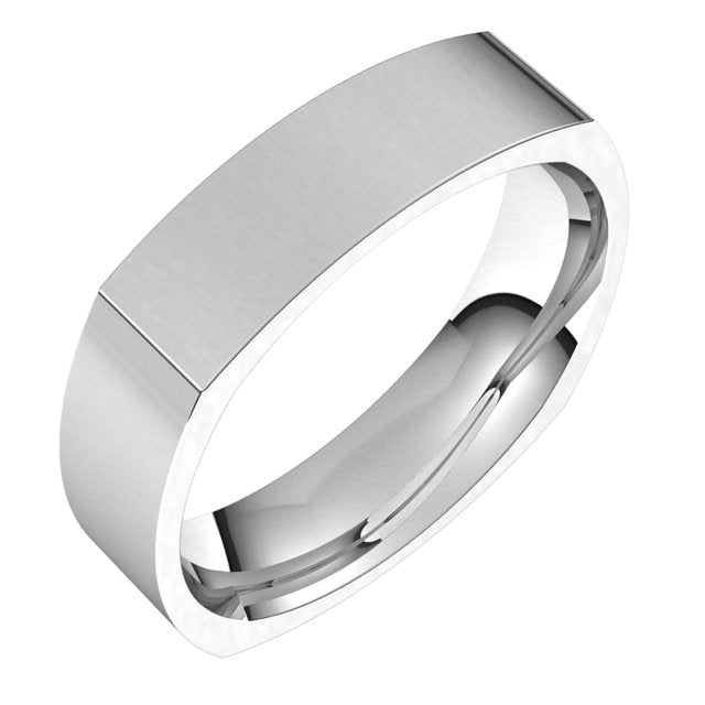 14K White Gold 5 mm Square Comfort Fit Wedding Band 1
