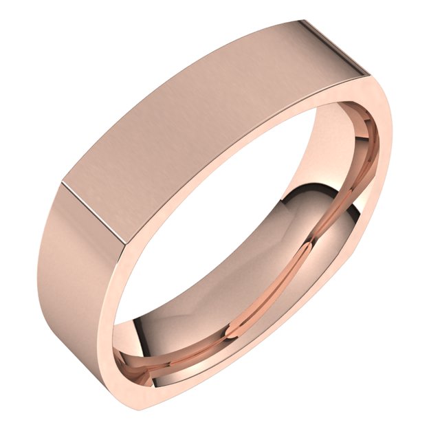 14K Rose Gold 5 mm Square Comfort Fit Wedding Band 1