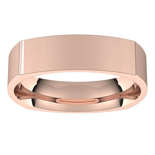 14K Rose Gold 5 mm Square Comfort Fit Wedding Band 3