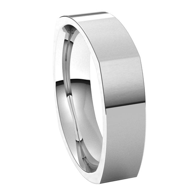 14K White Gold 5 mm Square Comfort Fit Wedding Band 6