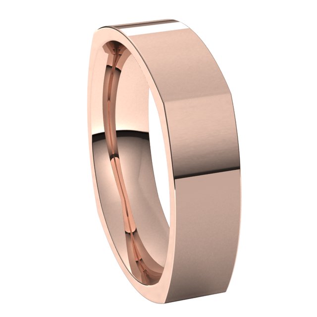 14K Rose Gold 5 mm Square Comfort Fit Wedding Band 6