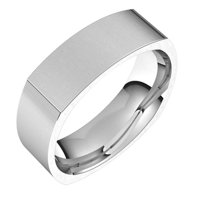 10K White Gold 6 mm Square Comfort Fit Wedding Band 1