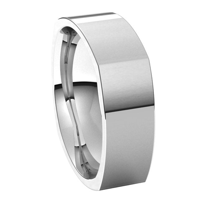 10K White Gold 6 mm Square Comfort Fit Wedding Band 6