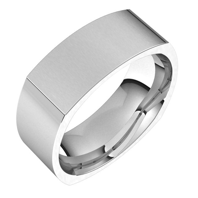 10K White Gold 7 mm Square Comfort Fit Wedding Band 1