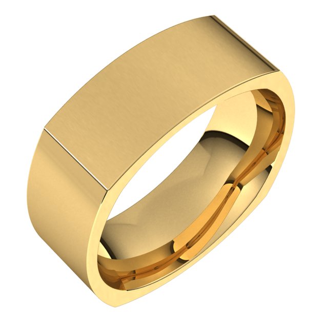 14K Yellow Gold 7 mm Square Comfort Fit Wedding Band 1
