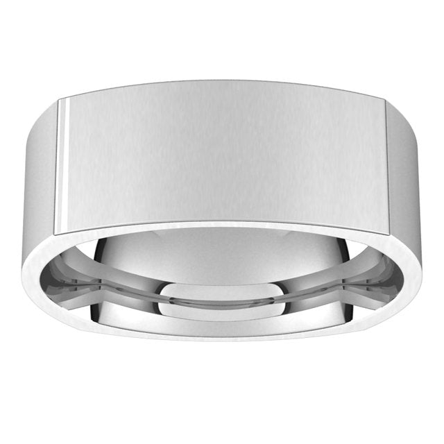 10K White Gold 8 mm Square Comfort Fit Wedding Band 3