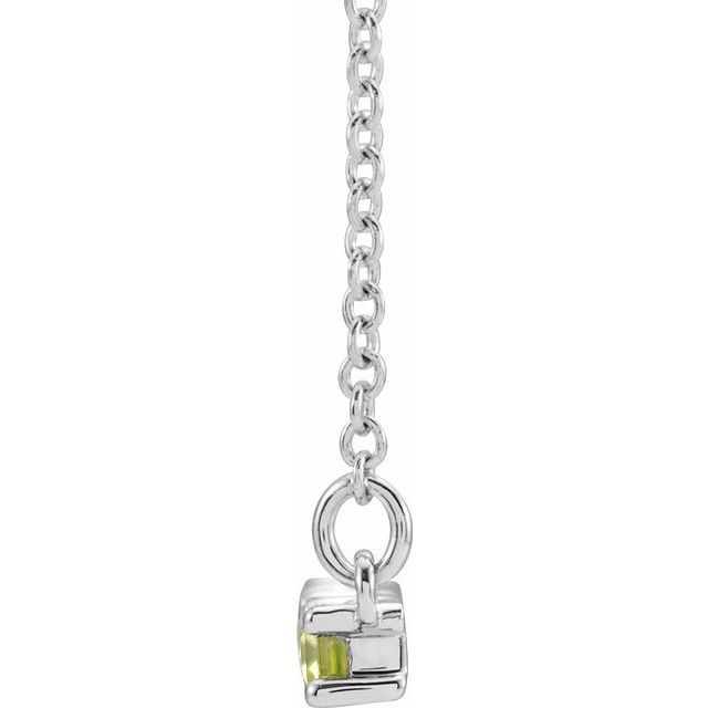 14K White Peridot & 1/5 CTW Diamond Bar 16-18" Necklace 2