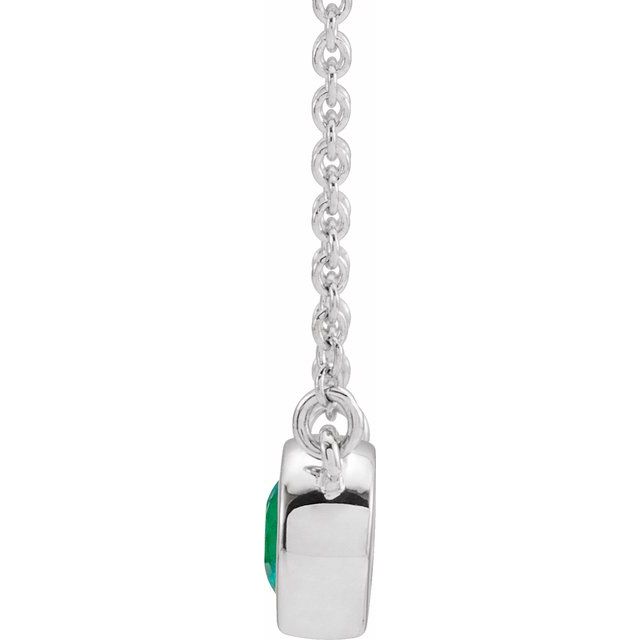 Sterling Silver Lab-Created Emerald & .02 CTW Diamond 18" Necklace