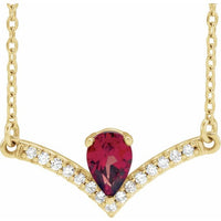 14K Yellow Mozambique Garnet & .06 CTW Diamond 16" Necklace 1