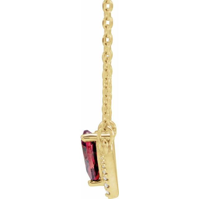 14K Yellow Mozambique Garnet & .06 CTW Diamond 16" Necklace 2