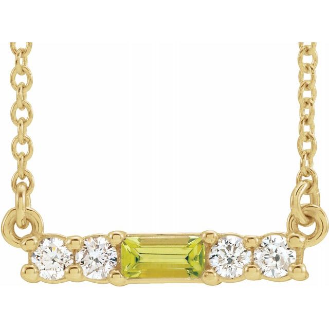 14K Yellow Peridot & 1/5 CTW Diamond 16" Necklace 1