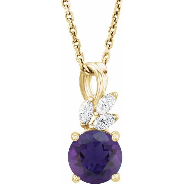14K Yellow Amethyst & 1/10 CTW Diamond 16-18" Necklace 1