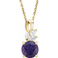 14K Yellow Amethyst & 1/10 CTW Diamond 16-18" Necklace 1