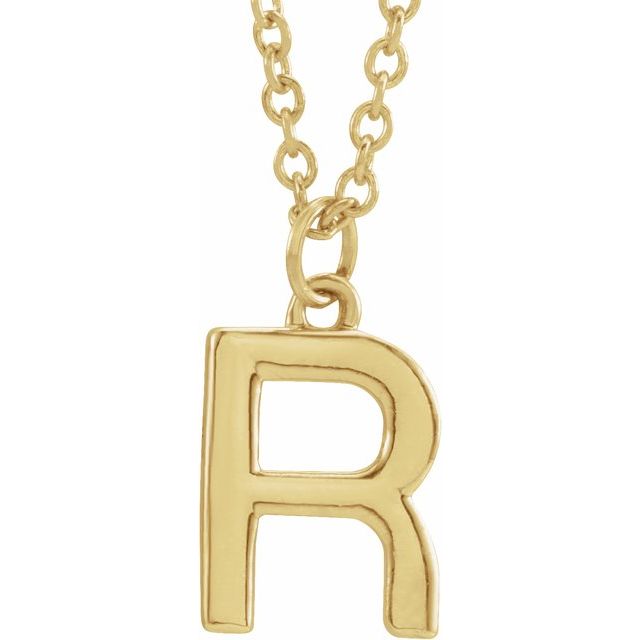 14K Yellow Gold Initial R Dangle 16" Necklace