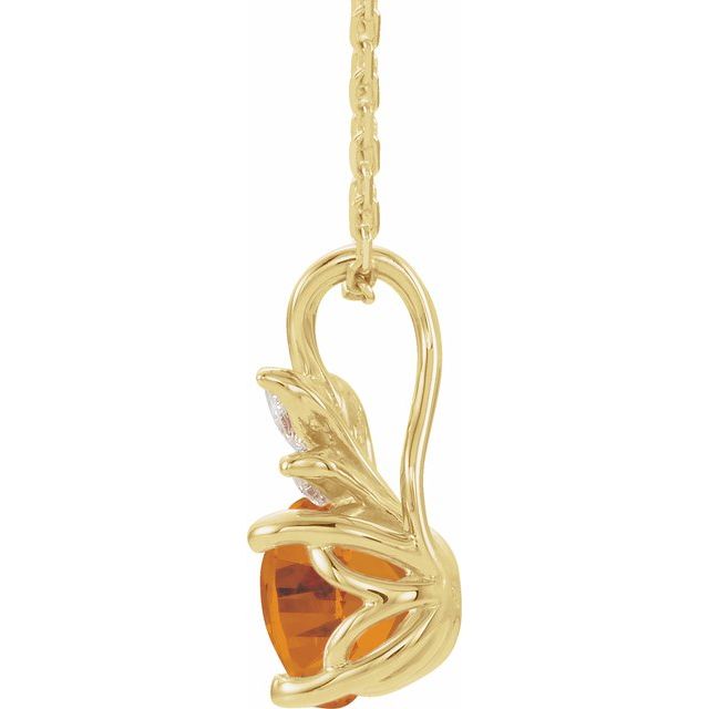 14K Yellow Citrine & 1/10 CTW Diamond 16-18" Necklace 2