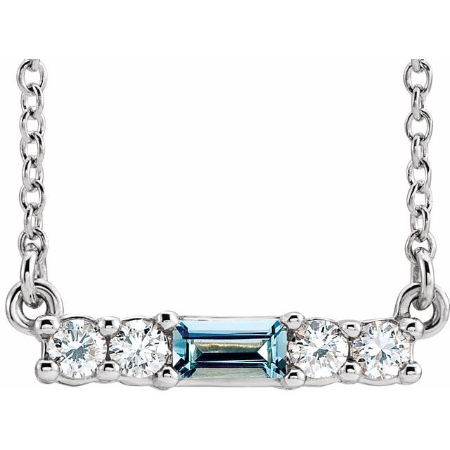 14K White Aquamarine & 1/5 CTW Diamond 18" Necklace 1