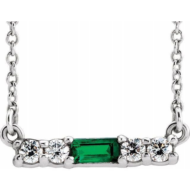 14K White Emerald & 1/5 CTW Diamond 18" Necklace 1