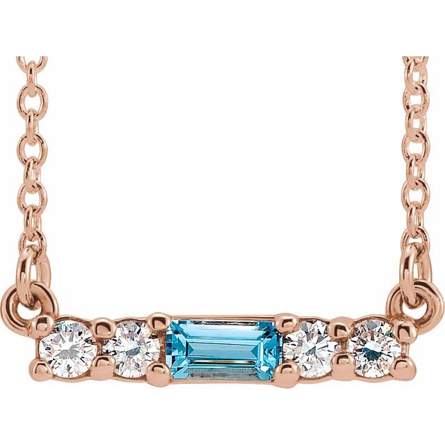 14K Rose Blue Zircon & 1/5 CTW Diamond 16" Necklace 1