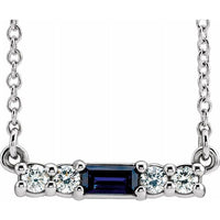 14K White Blue Sapphire & 1/5 CTW Diamond 18" Necklace 1