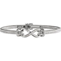 14K White 1/8 CTW Diamond Bangle 7.5" Bracelet 1