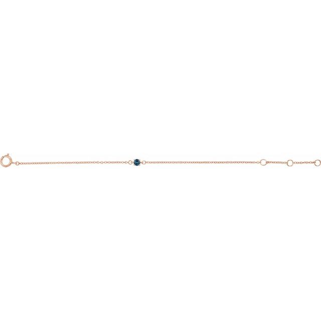 14K Rose Imitation Blue Zircon Youth Birthstone 4 1/2-5 1/2" Bracelet 2