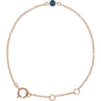 14K Rose Imitation Blue Zircon Youth Birthstone 4 1/2-5 1/2" Bracelet 1