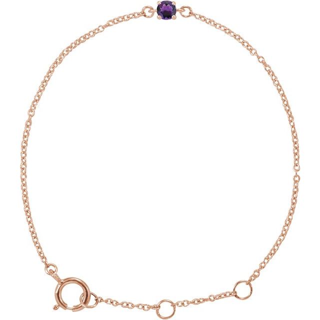 14K Rose Imitation Amethyst Youth Birthstone 4 1/2-5 1/2" Bracelet 3