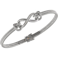 14K White 1/8 CTW Diamond Bangle 7.5" Bracelet 2