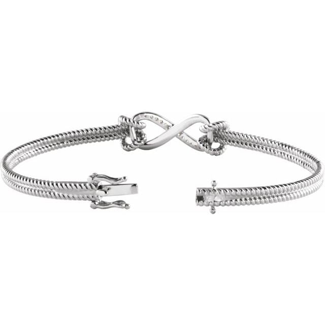 14K White 1/8 CTW Diamond Bangle 7.5" Bracelet 3