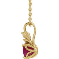 14K Yellow Lab-Created Ruby & 1/10 CTW Diamond 16-18" Necklace