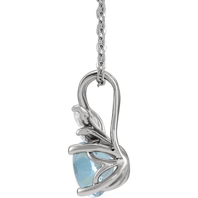 14K White Aquamarine & 1/10 CTW Diamond 16-18" Necklace 2