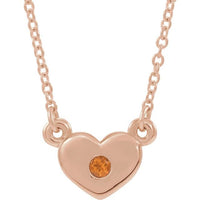 14K Rose Citrine Heart 16" Necklace 1