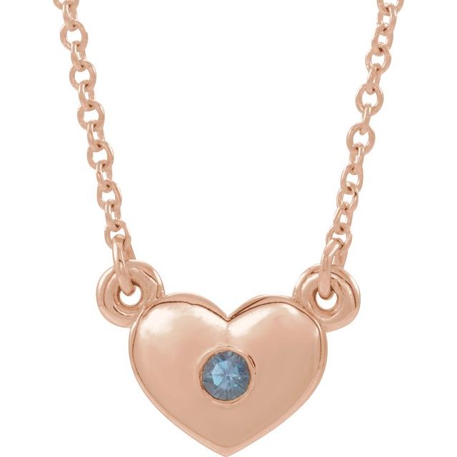 14K Rose Alexandrite Heart 16" Necklace 1