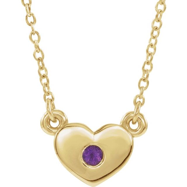 14K Yellow Amethyst Heart 16" Necklace 1