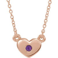 14K Rose Amethyst Heart 16" Necklace 1