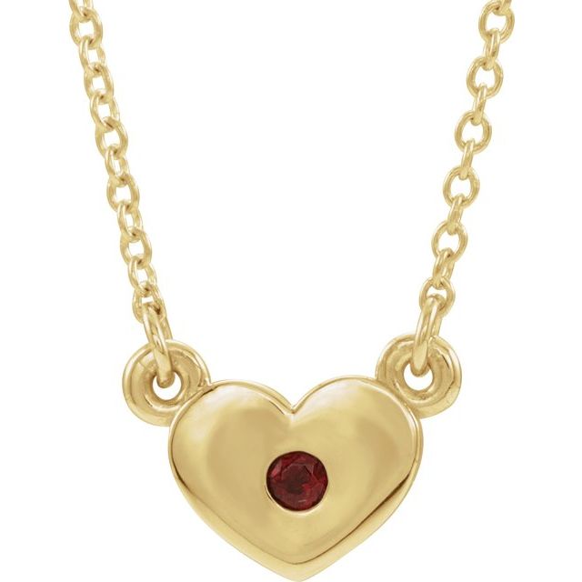 14K Yellow Mozambique Garnet Heart 16" Necklace 1