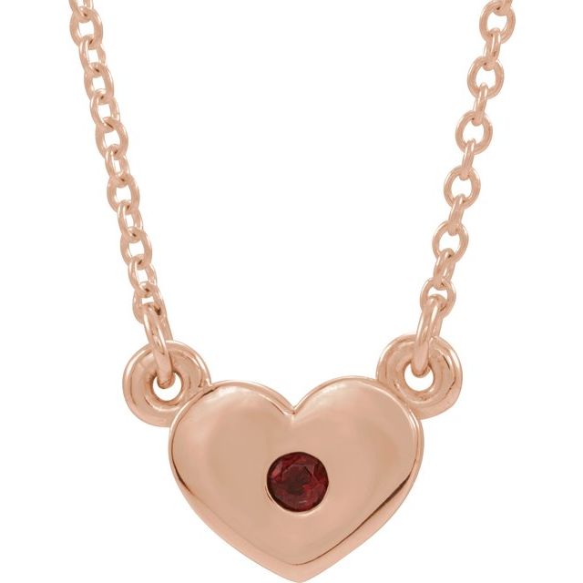 14K Rose Mozambique Garnet Heart 16" Necklace 1