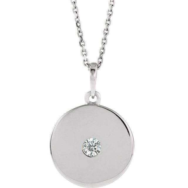 14K White 1/10 CTW Diamond Disc Necklace 1